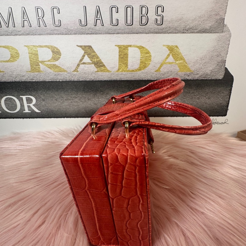 Red Crocodile-Embossed Mini Bag RETAIL $200+ - Picture 3 of 6